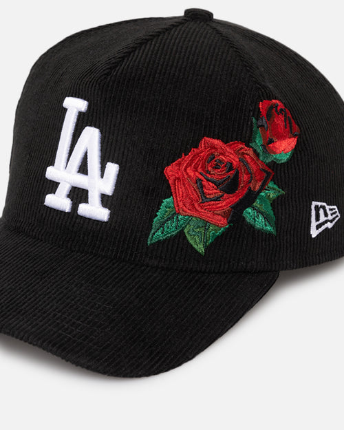 New Era Los Angeles Dodgers 'Corduroy Roses' Golfer Pre-Curved Snapback Black Corduroy/White