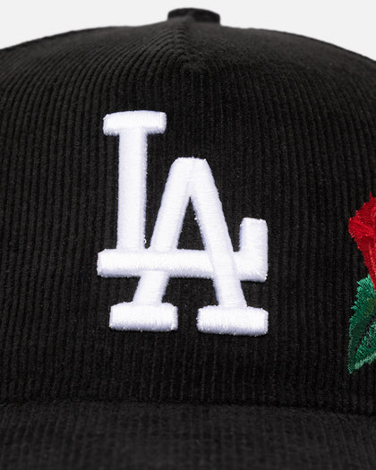 New Era Los Angeles Dodgers 'Corduroy Roses' Golfer Pre-Curved Snapback Black Corduroy/White