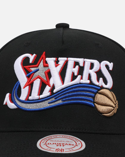 Mitchell & Ness Philadelphia 76ers Team Colour Wordmark MVP Snapback Black