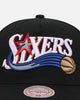Mitchell & Ness Philadelphia 76ers Team Colour Wordmark MVP Snapback Black