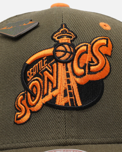 Mitchell & Ness Seattle Supersonics 'Harmony of Hues' Pro Crown Snapback Olive/Orange