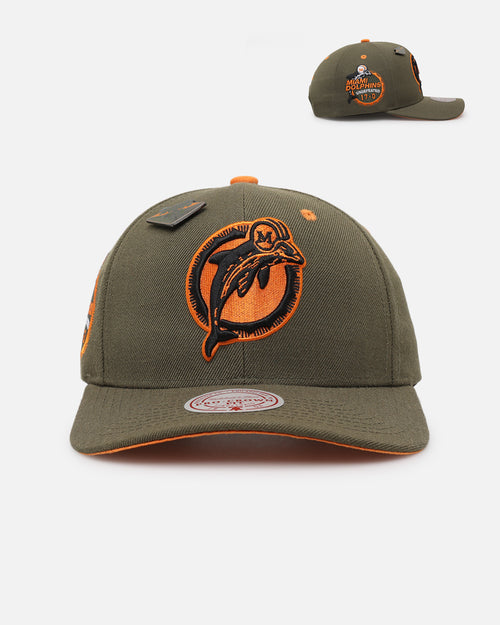Mitchell & Ness Miami Dolphins 'Harmony of Hues' Pro Crown Snapback Olive/Orange