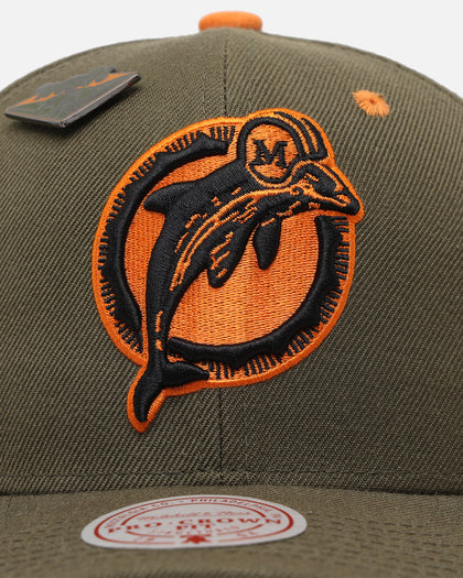 Mitchell & Ness Miami Dolphins 'Harmony of Hues' Pro Crown Snapback Olive/Orange