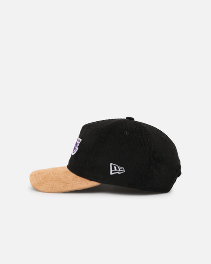 New Era Los Angeles Lakers 'Corduroy Suede' Pre-Curved Golfer Snapback Washed Black