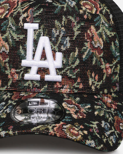New Era Los Angeles Dodgers 'Black Floral Tapestry' 9FORTY A-Frame Trucker Snapback Tapestry