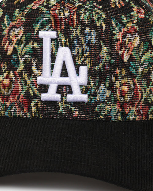 New Era Los Angeles Dodgers 'Black Corduroy Floral Tapestry' 9FORTY A-Frame Snapback Tapestry/Black