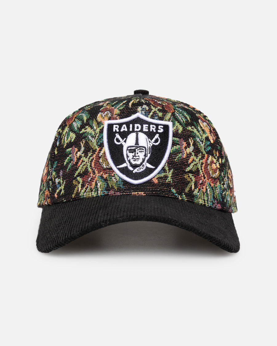NFL Las Vegas Raiders New Era Fifty Black Floral Bee Embroidered NEW New Era FELT x Las Vegas Raiders 59Fifty Cap — MAJOR main image 4