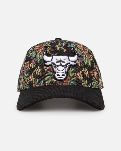 New Era Chicago Bulls 'Black Corduroy Floral Tapestry' 9FORTY A-Frame Snapback Tapestry/Black
