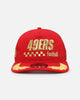 New Era San Francisco 49ers 'Podium Pack' Pre-Curved Golfer Trucker Snapback Scarlet/Metallic Gold