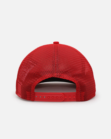 New Era San Francisco 49ers 'Podium Pack' Pre-Curved Golfer Trucker Snapback Scarlet/Metallic Gold