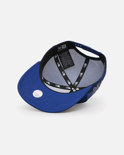 New Era New York Yankees 'Podium Pack' Pre-Curved Golfer Trucker Snapback Light Royal/Metallic Gold