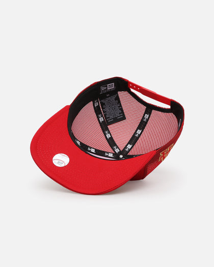 New Era Los Angeles Dodgers 'Podium Pack' Pre-Curved Golfer Trucker Snapback Scarlet/Metallic Gold