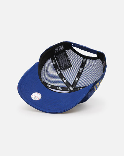 New Era Los Angeles Dodgers 'Podium Pack' Pre-Curved Golfer Trucker Snapback Light Royal/Metallic Gold