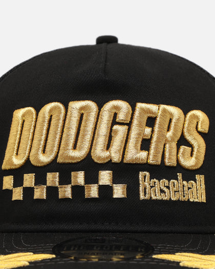 New Era Los Angeles Dodgers 'Podium Pack' Pre-Curved Golfer Trucker Snapback Black/Metallic Gold