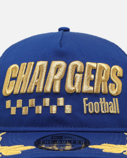 New Era Los Angeles Chargers 'Podium Pack' Pre-Curved Golfer Trucker Snapback Light Royal/Metallic Gold