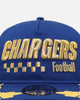 New Era Los Angeles Chargers 'Podium Pack' Pre-Curved Golfer Trucker Snapback Light Royal/Metallic Gold
