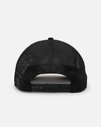 New Era Las Vegas Raiders 'Podium Pack' Pre-Curved Golfer Trucker Snapback Light Royal/Metallic Gold