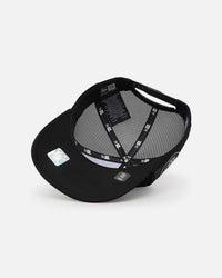 New Era Las Vegas Raiders 'Podium Pack' Pre-Curved Golfer Trucker Snapback Light Royal/Metallic Gold