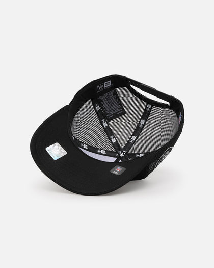 New Era Las Vegas Raiders 'Podium Pack' Pre-Curved Golfer Trucker Snapback Light Royal/Metallic Gold