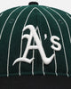 New Era Oakland Athletics 9FIFTY Retro Melton Pinstripe Strapback Dark Green/Black