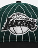 New Era Los Angeles Lakers 9FIFTY Retro Melton Pinstripe Strapback Dark Green/Black