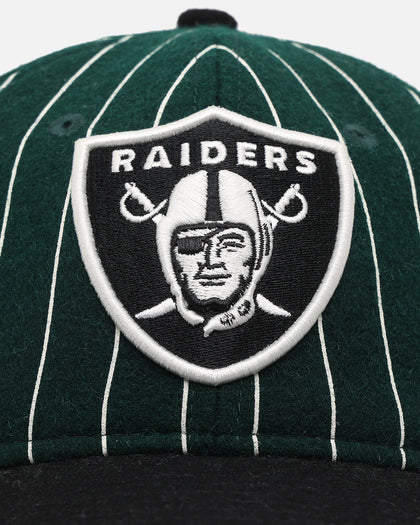 New Era Las Vegas Raiders 9FIFTY Retro Melton Pinstripe Strapback Dark Green/Black