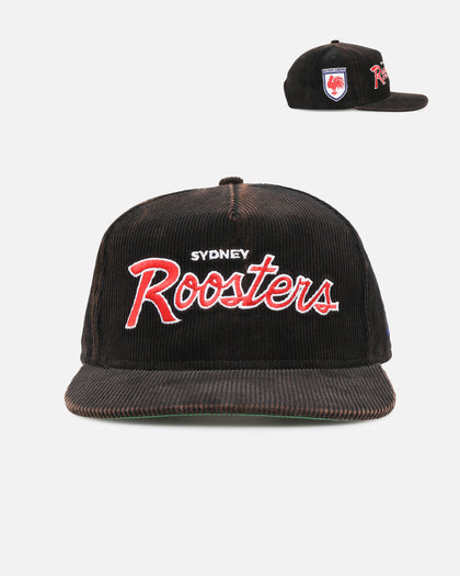 New Era Sydney Roosters 'NRL Golfer Washed Black' Pre-Curved Corduroy Golfer Snapback Washed Black