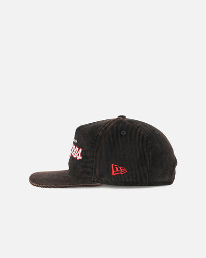 New Era St. George Illawarra Dragons 'NRL Golfer Washed Black' Pre-Curved Corduroy Golfer Snapback Washed Black