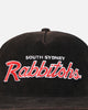 New Era South Sydney Rabbitohs 'NRL Golfer Washed Black' Pre-Curved Corduroy Golfer Snapback Washed Black