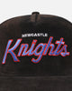 New Era Newcastle Knights 'NRL Golfer Washed Black' Pre-Curved Corduroy Golfer Snapback Washed Black