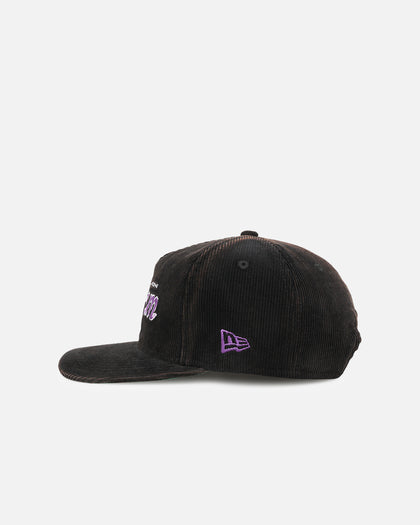 New Era Melbourne Storm 'NRL Golfer Washed Black' Pre-Curved Corduroy Golfer Snapback Washed Black