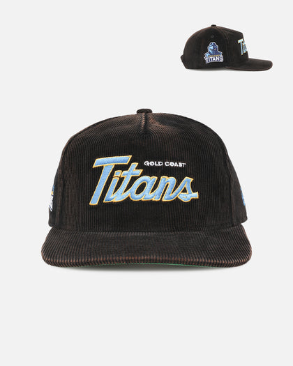 New Era Gold Coast Titans 'NRL Golfer Washed Black' Pre-Curved Corduroy Golfer Snapback Washed Black