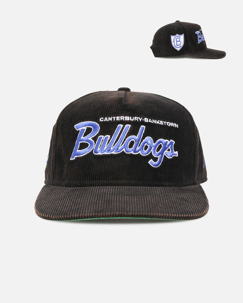 New Era Canterbury-Bankstown Bulldogs 'NRL Golfer Washed Black' Pre-Curved Corduroy Golfer Snapback Washed Black