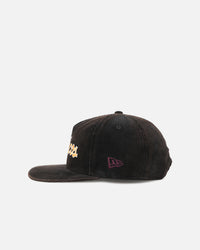 New Era Brisbane Broncos 'NRL Golfer Washed Black' Pre-Curved Corduroy Golfer Snapback Washed Black