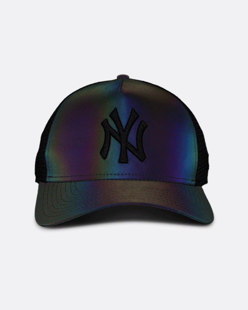 NY ニューヨークヤンキース ヘッドフォン New Era New York Yankees 'Iridescent' 9FORTY A-Frame Trucker