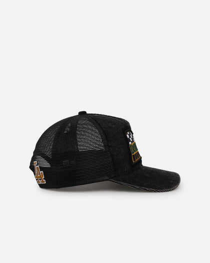 New Era Los Angeles Dodgers 'Washed Cord Racer' Corduroy Golfer Trucker Snapback Washed Black