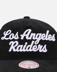 Mitchell & Ness Las Vegas Raiders Stack Script Corduroy Snapback Black