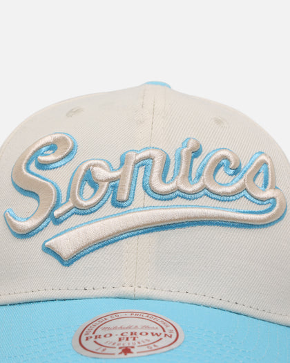 Mitchell & Ness Seattle SuperSonics 'Sky Blue' Pro Crown Snapback White Cream/Blue