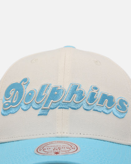 Mitchell & Ness Miami Dolphins 'Sky Blue' Pro Crown Snapback White Cream/Blue