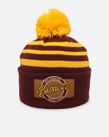 New Era Brisbane Broncos 'NRL 2025 Collection' Knitted Badged Beanie Official Team Colour