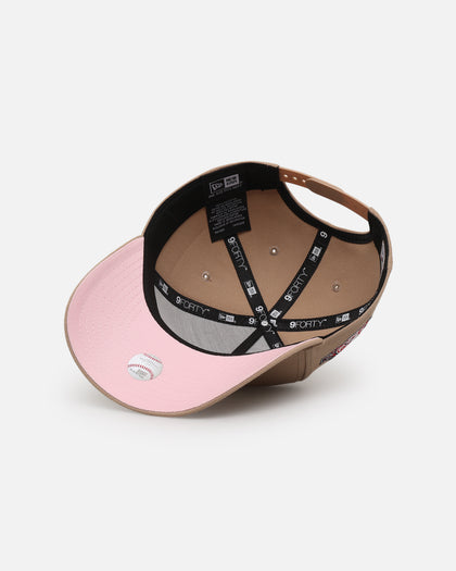 New Era Kids Snapback Hat - Pink and Tan Los Angeles Angels Cream and Brown 50th Anniversary Patch  main image 2