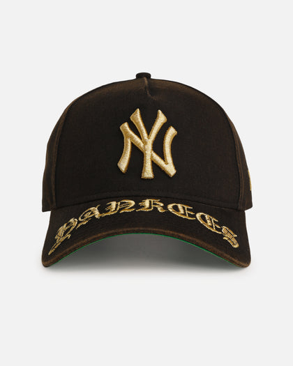 New Era New York Yankees 'Washed Black Gothic Script' 9FORTY A-Frame Snapback Black