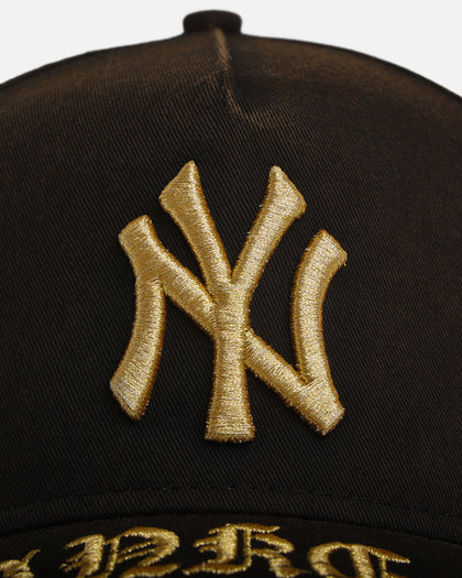 New Era New York Yankees 'Washed Black Gothic Script' 9FORTY A-Frame Snapback Black