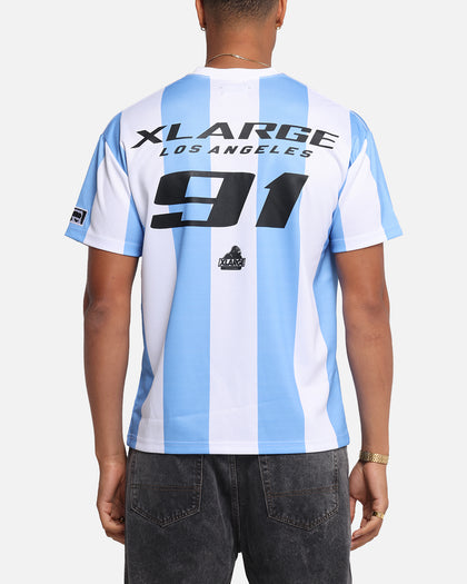X-Large Slanted Football T-Shirt Blue/White