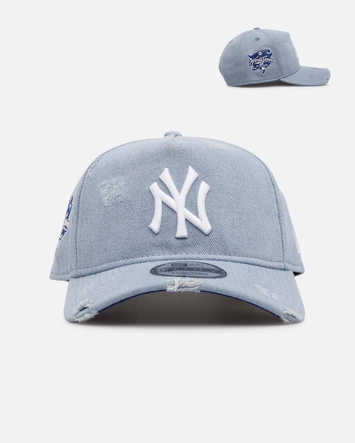 Embellished NY Baseball Cap in Light Denim Blue New York Yankees Light Blue Denim Stitch Women main image 3