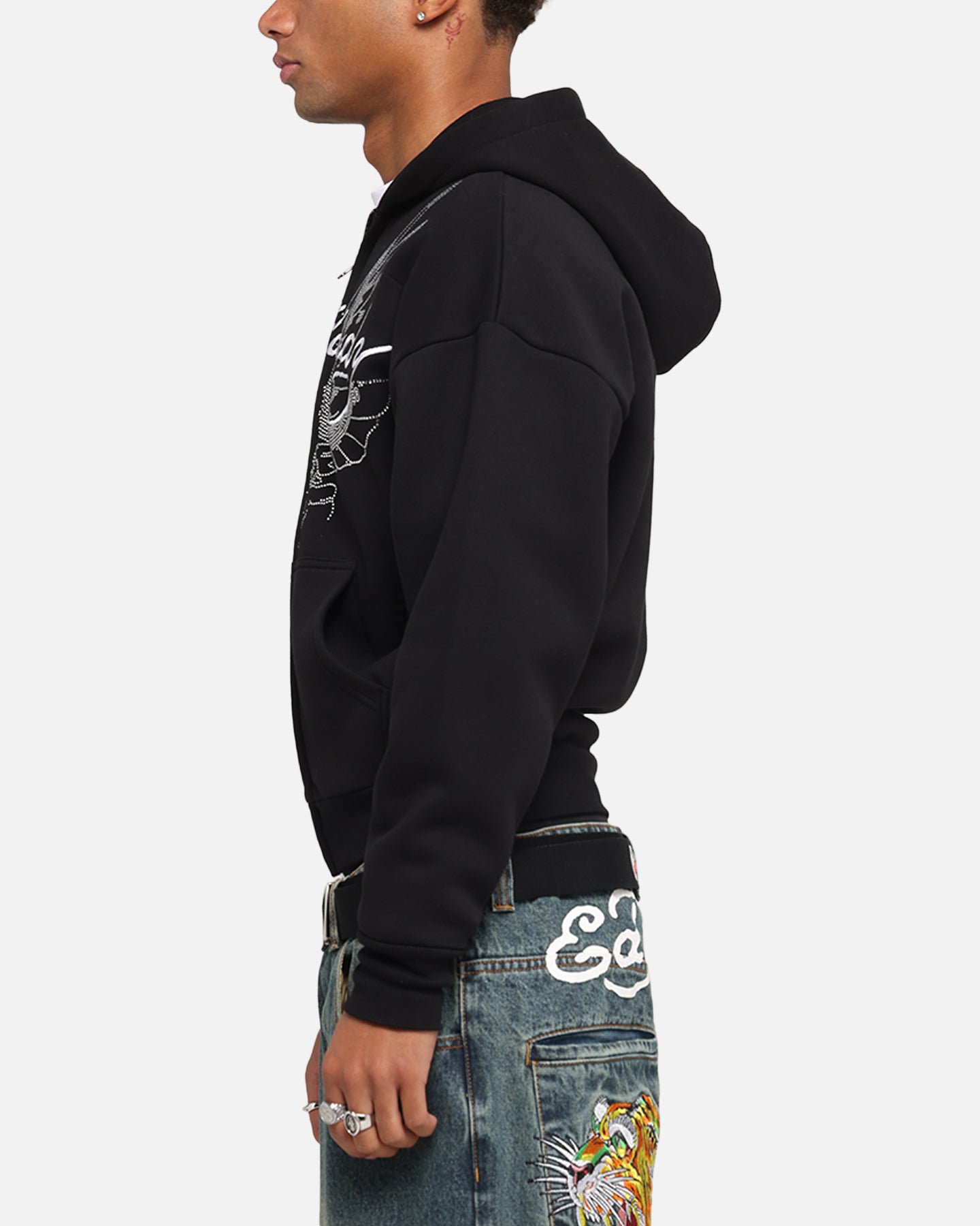 Ed Hardy Eagle Rhinestone Zip Hoodie Black | Culture Kings US