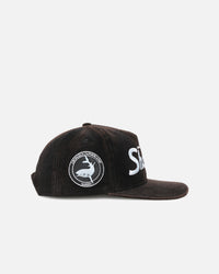 New Era Cronulla Sutherland Sharks 'NRL Golfer Washed Black' Pre-Curved Corduroy Golfer Snapback Washed Black