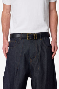 MNML Engraved Roll Buckle Belt Black