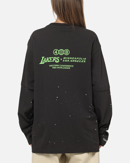 Mitchell & Ness Los Angeles Lakers 48 Mock Layer Vintage Long Sleeve T-Shirt Washed Black