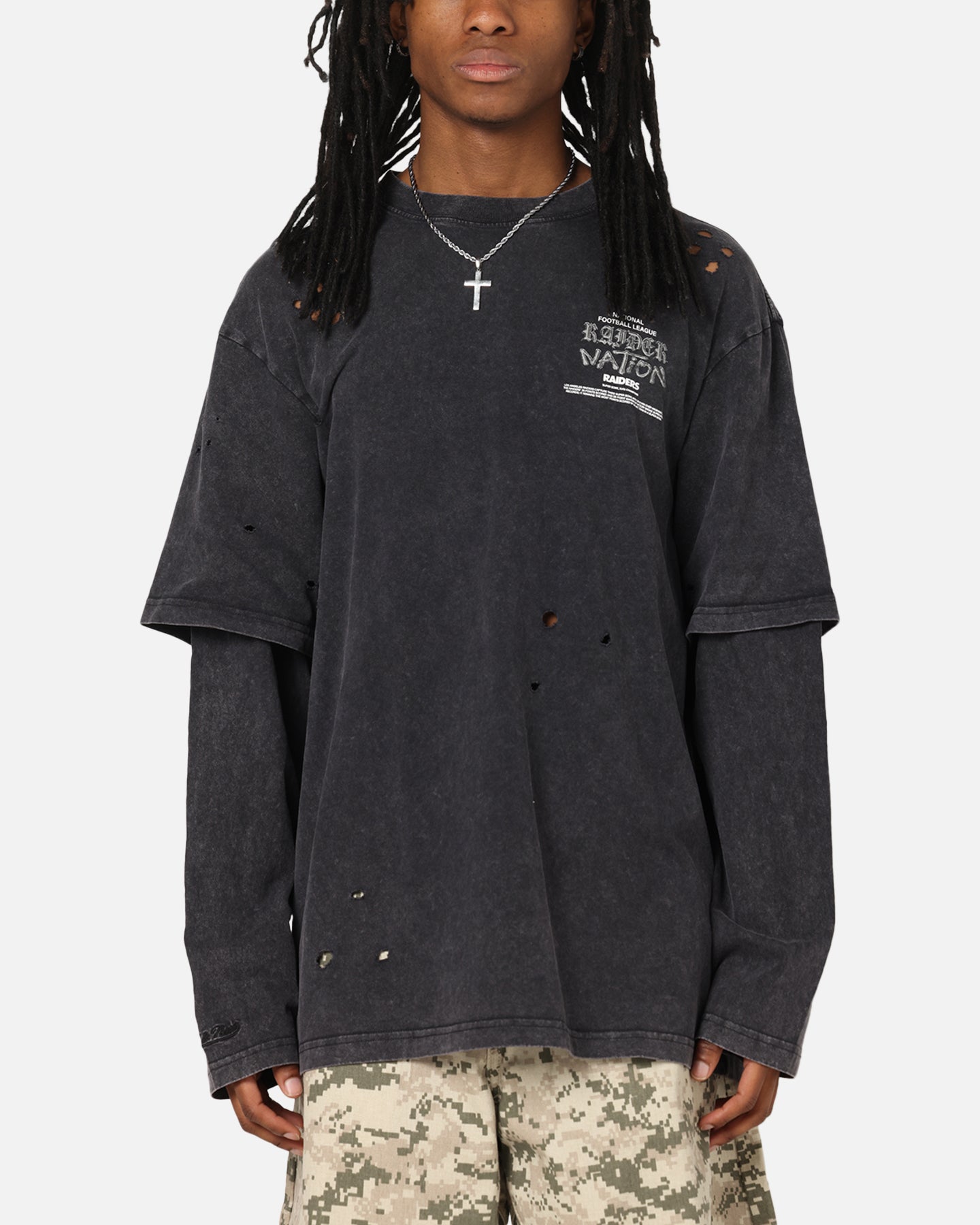 Mitchell & Ness Las Vegas Raiders Chromed Mock Long Sleeve T-Shirt